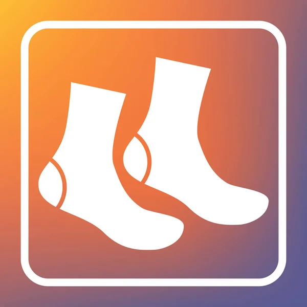 Socks Sign Vector White Icon Transparent Button Orange Violet Gradient — Stock Vector