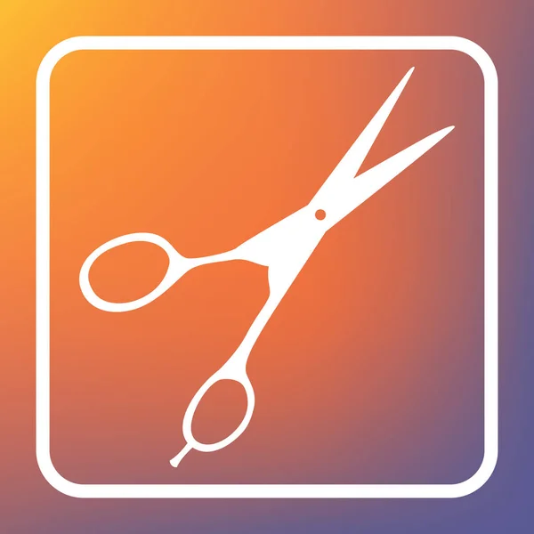 Hair Cutting Scissors Sign Vector White Icon Transparent Button Orange — Stock Vector