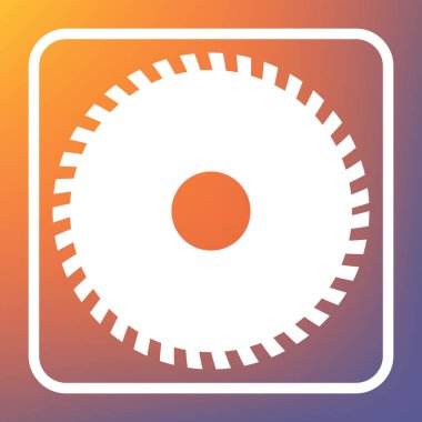 İşareti gördüm. Vektör. Beyaz simgesi turuncu-mor gradyan arka planı Saydam düğmesini.