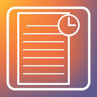 Onay işareti işareti illüstrasyon. Vektör. Beyaz simgesi turuncu-mor gradyan arka planı Saydam düğmesini.