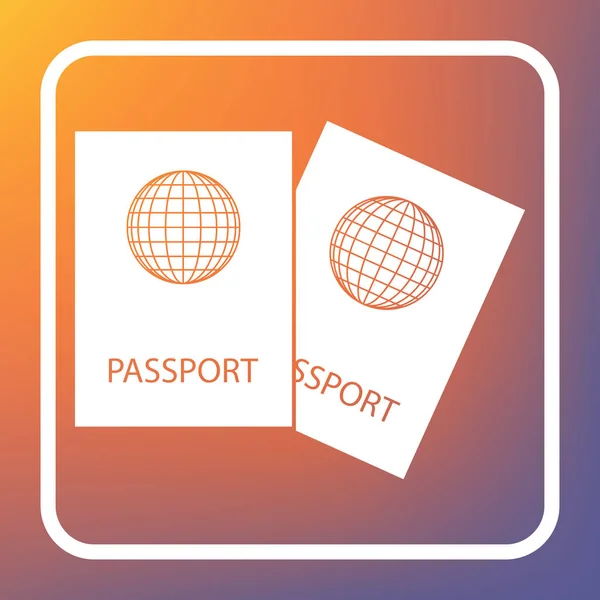 Twee Paspoorten Ondertekenen Illustratie Vector Wit Pictogram Knop Transparant Oranje — Stockvector