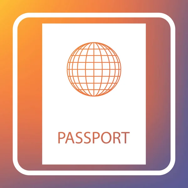 Ilustración Pasaportes Vector Icono Blanco Botón Transparente Fondo Degradado Naranja — Archivo Imágenes Vectoriales