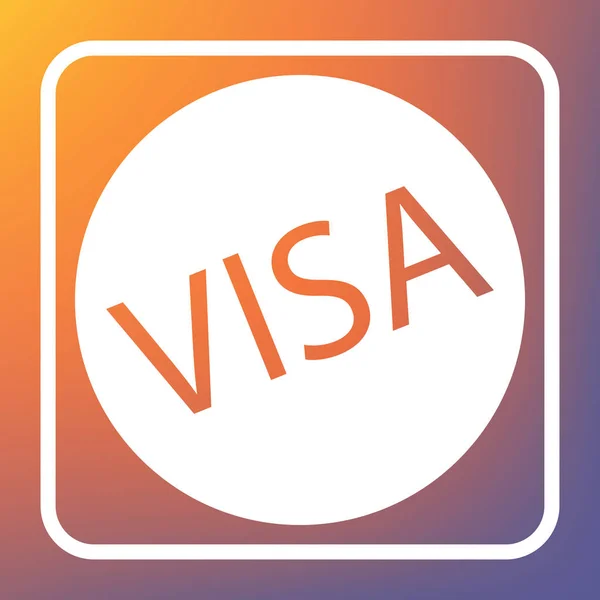 Visa カードのサイン イラスト ベクトル オレンジ バイオレット グラデーションの背景に透明なボタンを白いアイコン — ストックベクタ