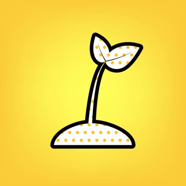 İşareti illüstrasyon Filiz. Vektör. Sarı puantiyeli beyaz simgesi kablosuz