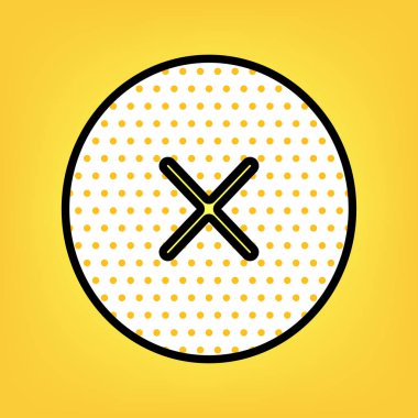 İşareti illüstrasyon çapraz. Vektör. Sarı puantiyeli beyaz simgesi zekâ