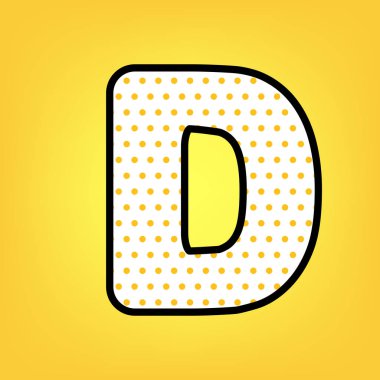 D harfi işareti şablon öğesi tasarım. Vektör. Sarı puantiyeli 
