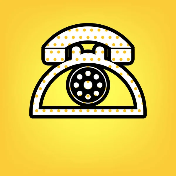 Retro-Telefonschild. Vektor. gelber Tupfen weißes Symbol mit b — Stockvektor