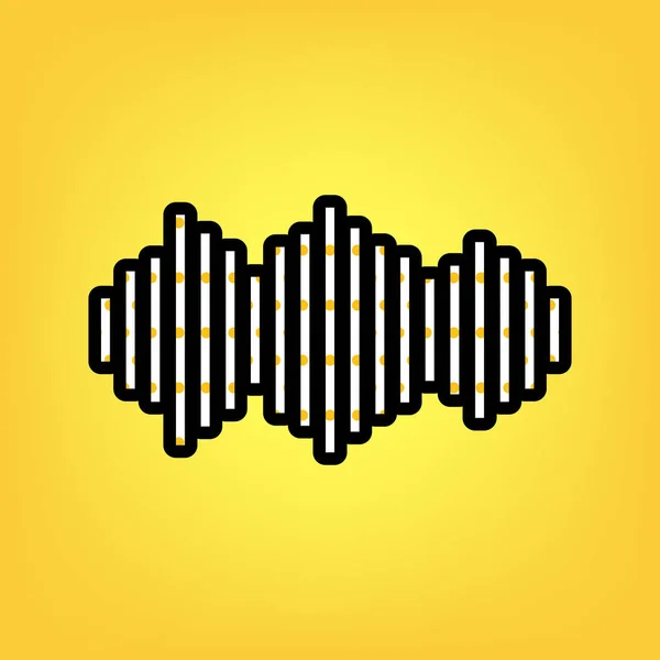 Sound waves icon. Vector. Yellow polka dot white icon with black — Stock Vector
