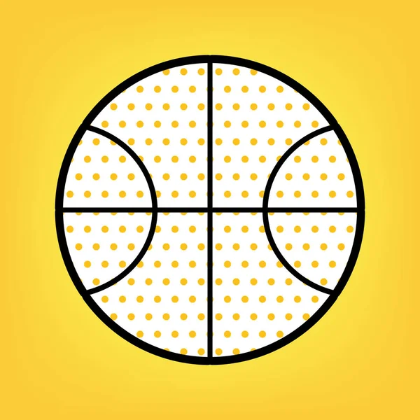 Basketbal bal teken illustratie. Vector. Geel polka dot whit — Stockvector