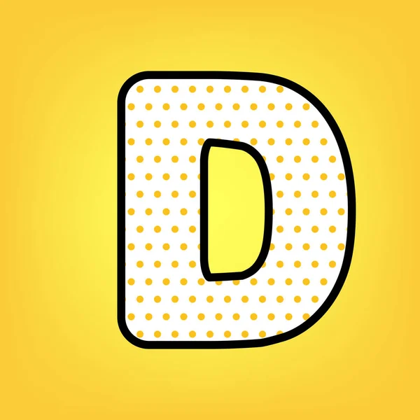 Letra D elemento de plantilla de diseño de signo. Vector. Lunares amarillos — Archivo Imágenes Vectoriales