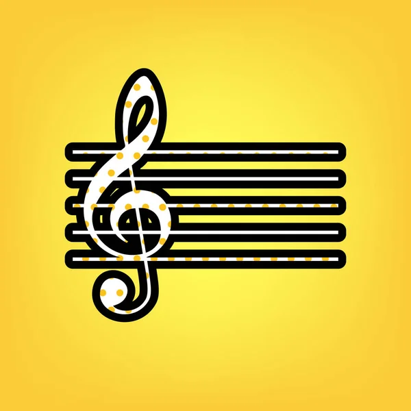 Signo de violino de música. G-clef. Vector. Amarelo polka dot branco i — Vetor de Stock