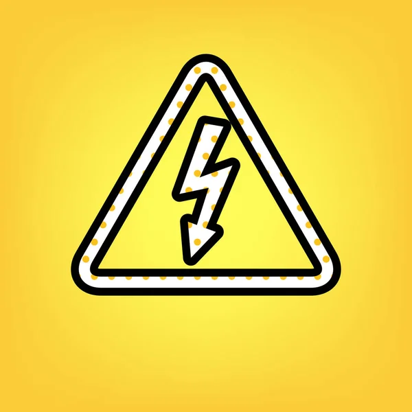高電圧危険サイン。ベクトル。黄色の水玉の白いアイコン wi — ストックベクタ
