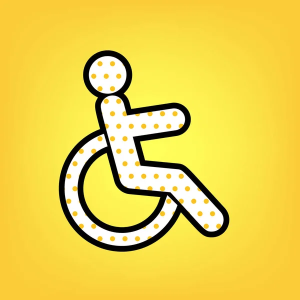 Handicap teken de afbeelding. Vector. Geel polka dot wit pictogram — Stockvector