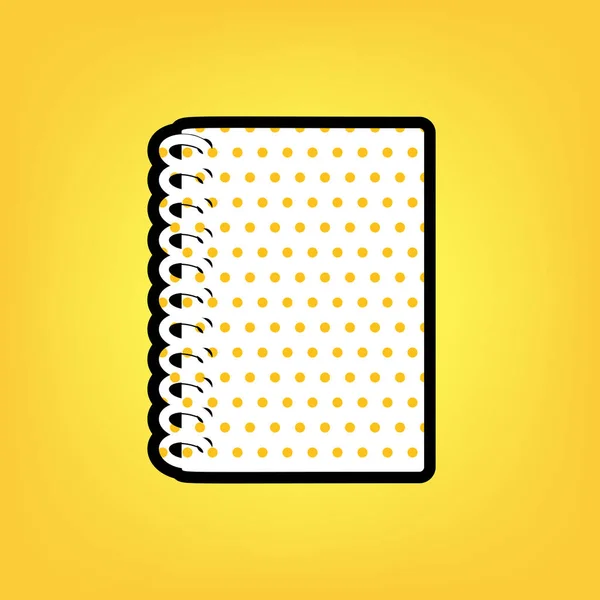 Señal simple de cuaderno. Vector. Lunares amarillos icono blanco con b — Vector de stock