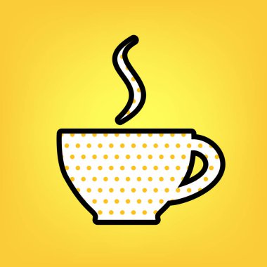 Bir küçük dere duman Kupası işaretiyle. Vektör. Sarı polka yapmak