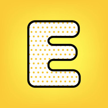 E harfinin işareti şablon öğesi tasarım. Vektör. Sarı puantiyeli 
