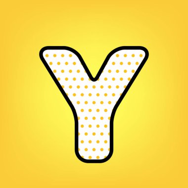Y harfi işareti şablon öğesi tasarım. Vektör. Sarı puantiyeli 