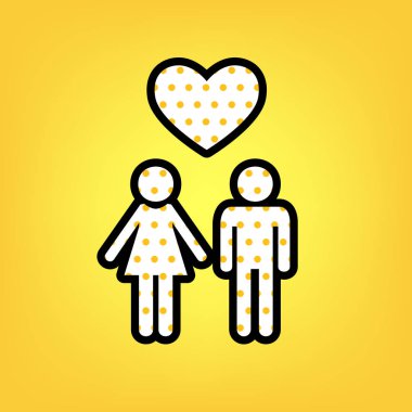 Aile simgesi kalp ile. Karı koca birbirlerinin tutulur