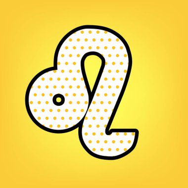 Leo işareti illüstrasyon. Vektör. Sarı puantiyeli beyaz simgesiyle 