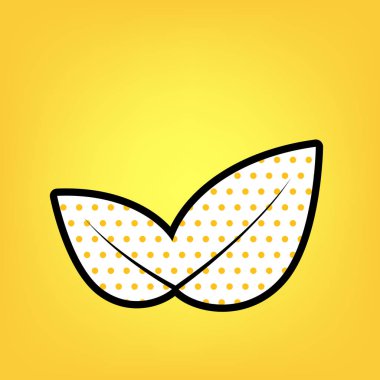 Yaprak işareti illüstrasyon. Vektör. Sarı puantiyeli beyaz simgesiyle