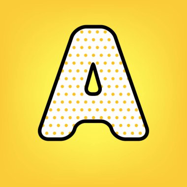 Harf A sign şablon öğesi tasarım. Vektör. Sarı puantiyeli 