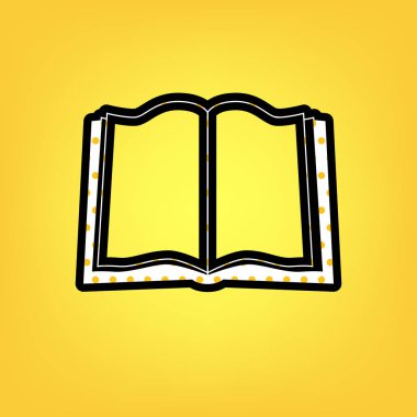 Kitap işareti. Vektör. Siyah contou ile sarı puantiyeli beyaz simgesi