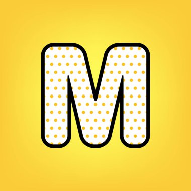 Harf M işareti şablon öğesi tasarım. Vektör. Sarı puantiyeli 
