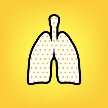 İnsan anatomisi. Akciğerler işareti. Vektör. Sarı puantiyeli beyaz simgesi w