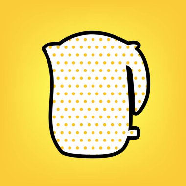 Elektrikli su ısıtıcısı işareti. Vektör. B sarı puantiyeli beyaz simgesi