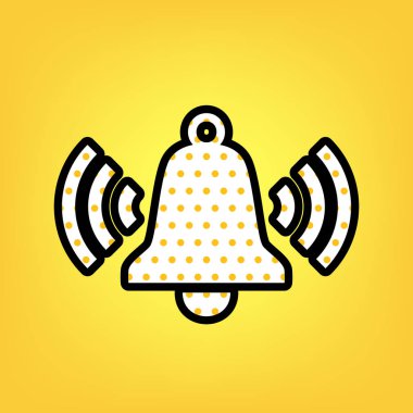 Zil zil simgesini. Vektör. Blac sarı puantiyeli beyaz simgesi