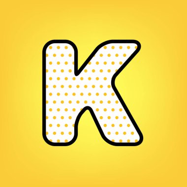 Harf K işareti şablon öğesi tasarım. Vektör. Sarı puantiyeli 
