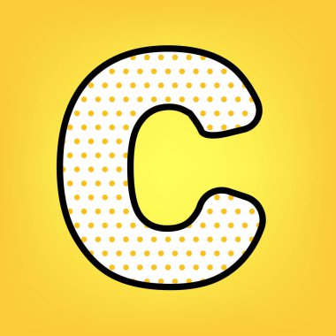 Harf C işareti şablon öğesi tasarım. Vektör. Sarı puantiyeli 