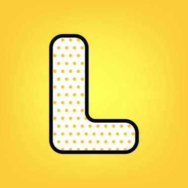 L harfi işareti şablon öğesi tasarım. Vektör. Sarı puantiyeli 