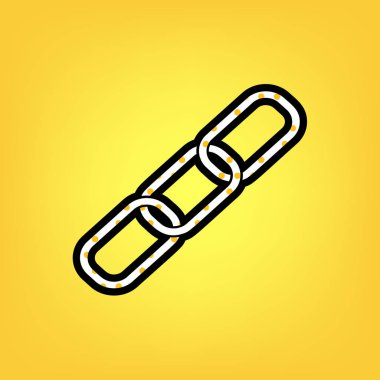 Bağlantı işaret illüstrasyon. Vektör. Sarı puantiyeli beyaz simgesiyle