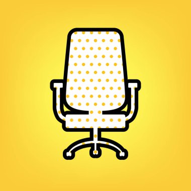Ofis koltuğu işaret. Vektör. Blac sarı puantiyeli beyaz simgesi