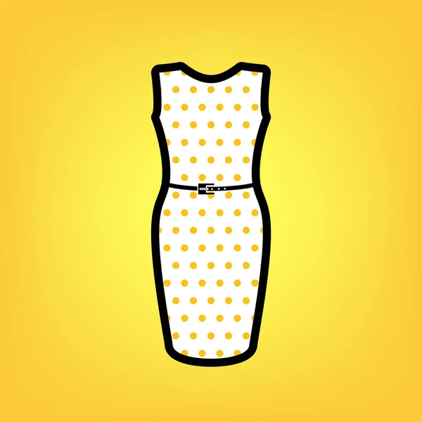 Vestido sinal ilustração. Vector. Amarelo bolinha dot ícone branco sagacidade —  Vetores de Stock