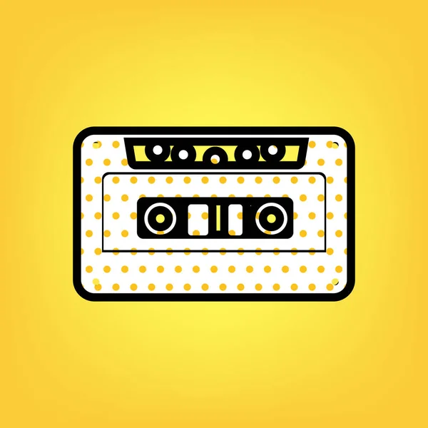 Cassette icon, audio tape sign. Vector. Yellow polka dot white i — Stock Vector