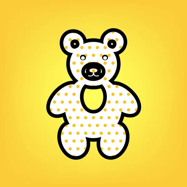 Teddybeer ondertekenen illustratie. Vector. Geel polka dot wit ico — Stockvector