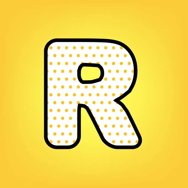 Písmeno R znak design prvek šablony. Vektor. Žlutá polka dot — Stockový vektor