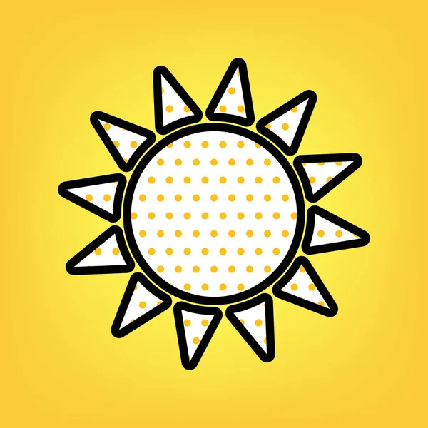Sun sign illusztráció. Vektor. Sárga pöttyös fehér ikon — Stock Vector
