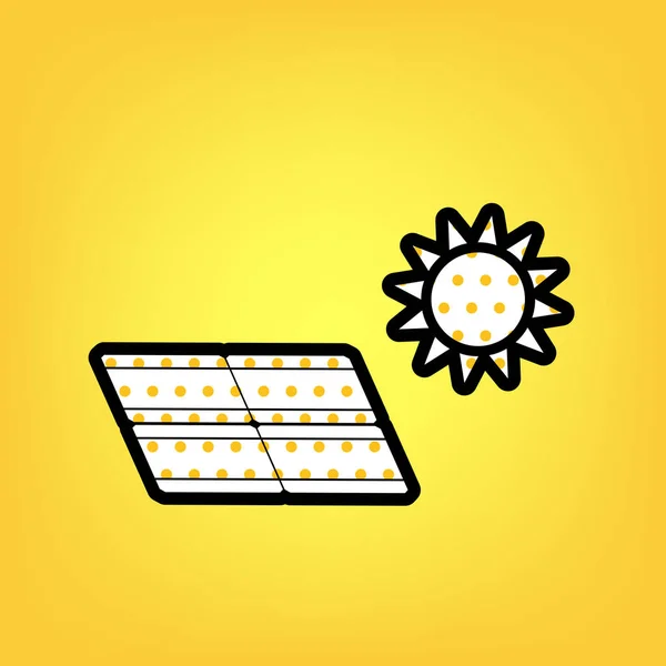 Painel de energia solar. Sinal de conceito Eco tendência. Vector. Polca amarela — Vetor de Stock