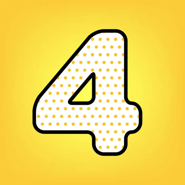 Number 4 sign design template element. Vector. Yellow polka dot — Stock Vector