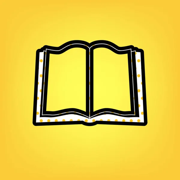 Assinatura do livro. Vector. Ícone branco de bolinhas amarelas com contorno preto — Vetor de Stock