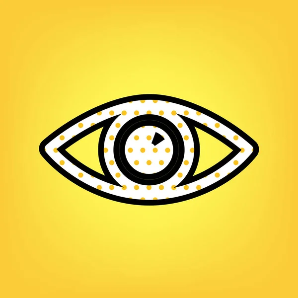 Illustration du signe visuel. Vecteur. Icône blanche à pois jaune avec — Image vectorielle