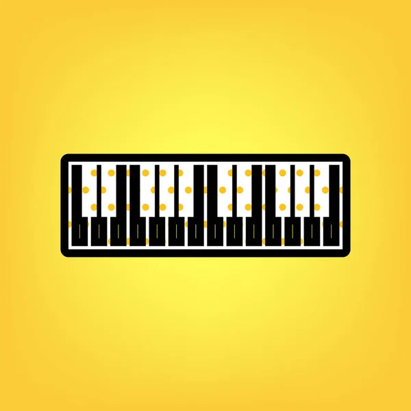पियानो कुंजीपटल चिह्न। सदिश। बीएल के साथ पीला पोल्का डॉट सफेद प्रतीक — स्टॉक वेक्टर