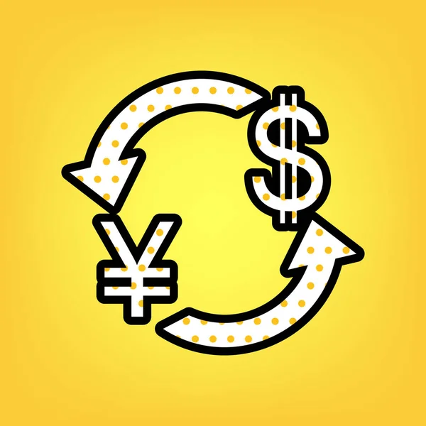 Currency exchange sign. Japan Yen and US Dollar. Vector. Yellow — Stock Vector
