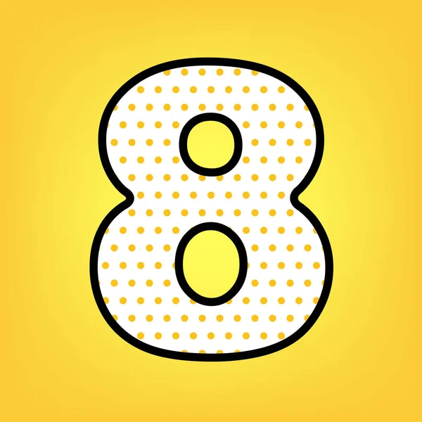 Numéro 8 signe élément de modèle de conception. Vecteur. Pois jaune — Image vectorielle