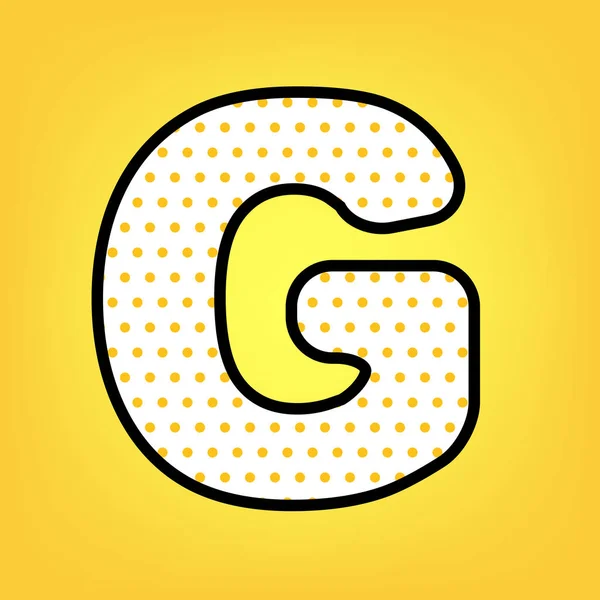 字母 G 符号设计模板元素。向量。黄色波尔卡点 — 图库矢量图片
