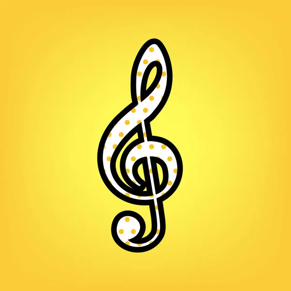 Signo de violino de música. G-clef. Fenda tripla. Vector. Polk amarelo — Vetor de Stock