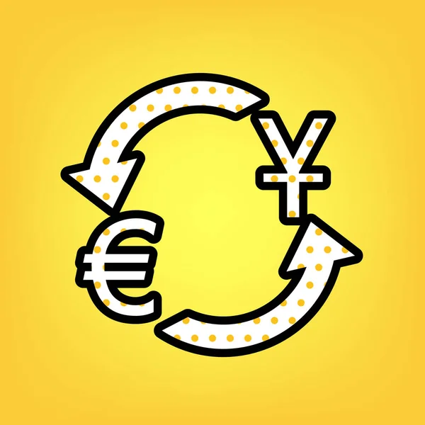 Currency exchange sign. Dollar and Euro. Vector. Yellow polka do — Stock Vector